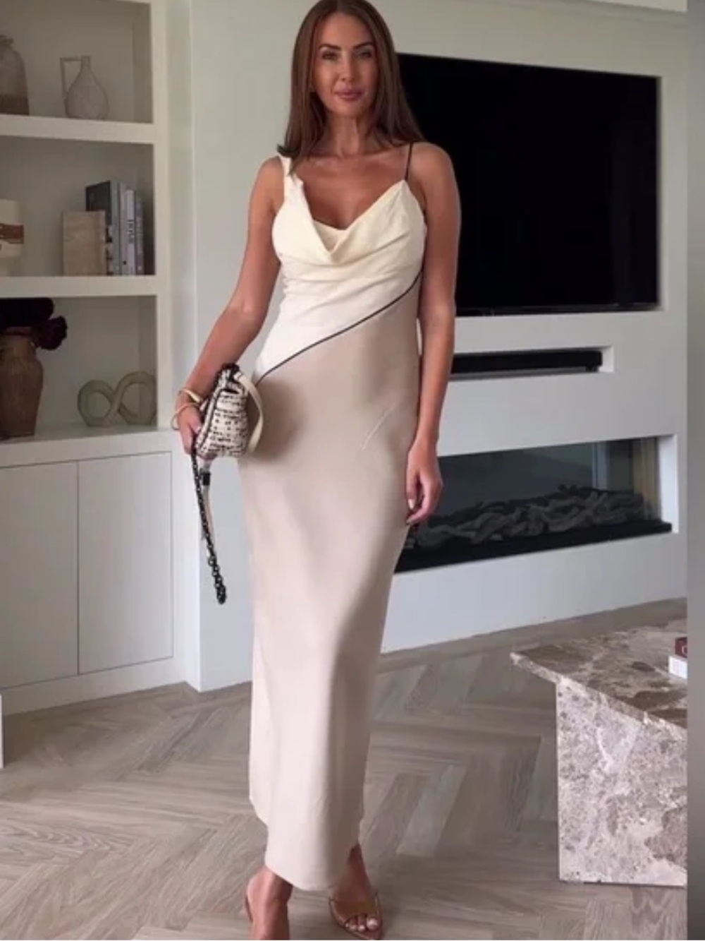 Zara Cream Asymmetrical Slip Dress